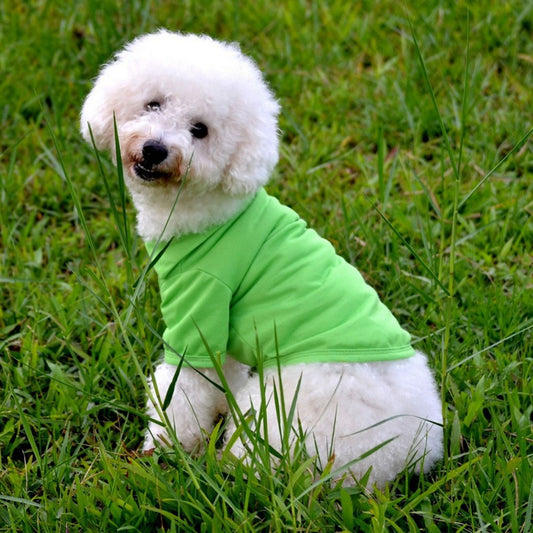 HKM-9245757 Solid Color Dog Polo Shirt with Lapel - Cozy Cotton T-Shirt for Pets