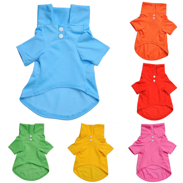 HKM-9245757 Solid Color Dog Polo Shirt with Lapel - Cozy Cotton T-Shirt for Pets