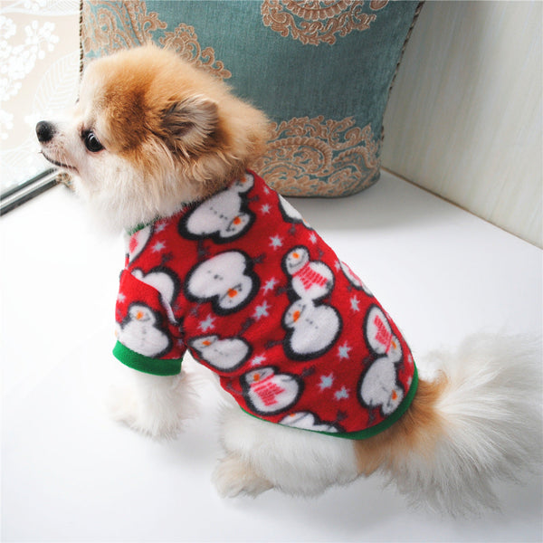 HKM-9246653 Dog Christmas Pullover with Classic Patterns and Hat, Warm Fluffy Jacket for Autumn and Winter