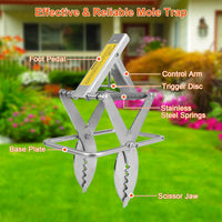 HKM-9247037 Effective 2-Pack Metal Mole Traps with Sensitive Trigger for Safe Garden Protection