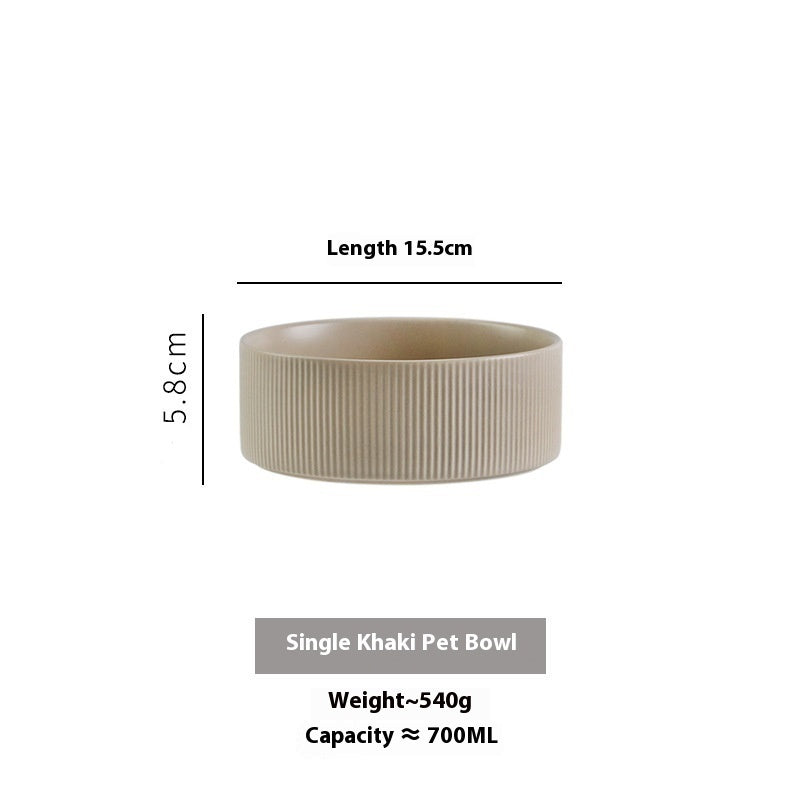 HKM-9247421 Ceramic Anti-Tumble Pet Bowl with Wooden Frame - Multiple Colors Available
