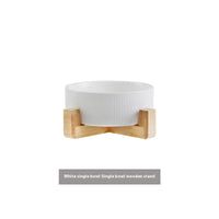 HKM-9247421 Ceramic Anti-Tumble Pet Bowl with Wooden Frame - Multiple Colors Available