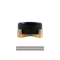 HKM-9247421 Ceramic Anti-Tumble Pet Bowl with Wooden Frame - Multiple Colors Available