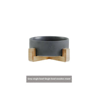HKM-9247421 Ceramic Anti-Tumble Pet Bowl with Wooden Frame - Multiple Colors Available