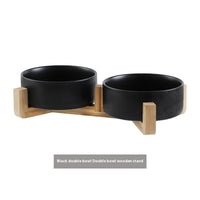 HKM-9247421 Ceramic Anti-Tumble Pet Bowl with Wooden Frame - Multiple Colors Available