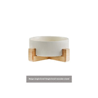 HKM-9247421 Ceramic Anti-Tumble Pet Bowl with Wooden Frame - Multiple Colors Available