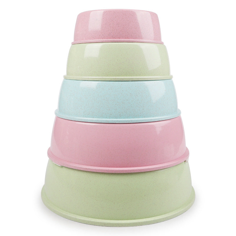 HKM-9247549 Nordic Style Simple Round Plastic Dog Bowl in Pink, Blue, and Green