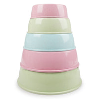 HKM-9247549 Nordic Style Simple Round Plastic Dog Bowl in Pink, Blue, and Green