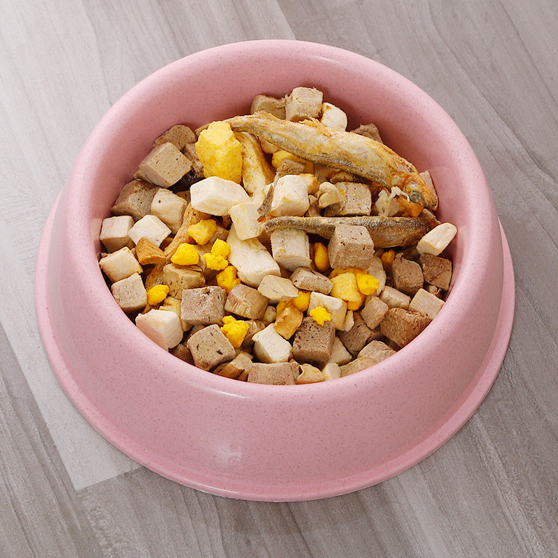 HKM-9247549 Nordic Style Simple Round Plastic Dog Bowl in Pink, Blue, and Green