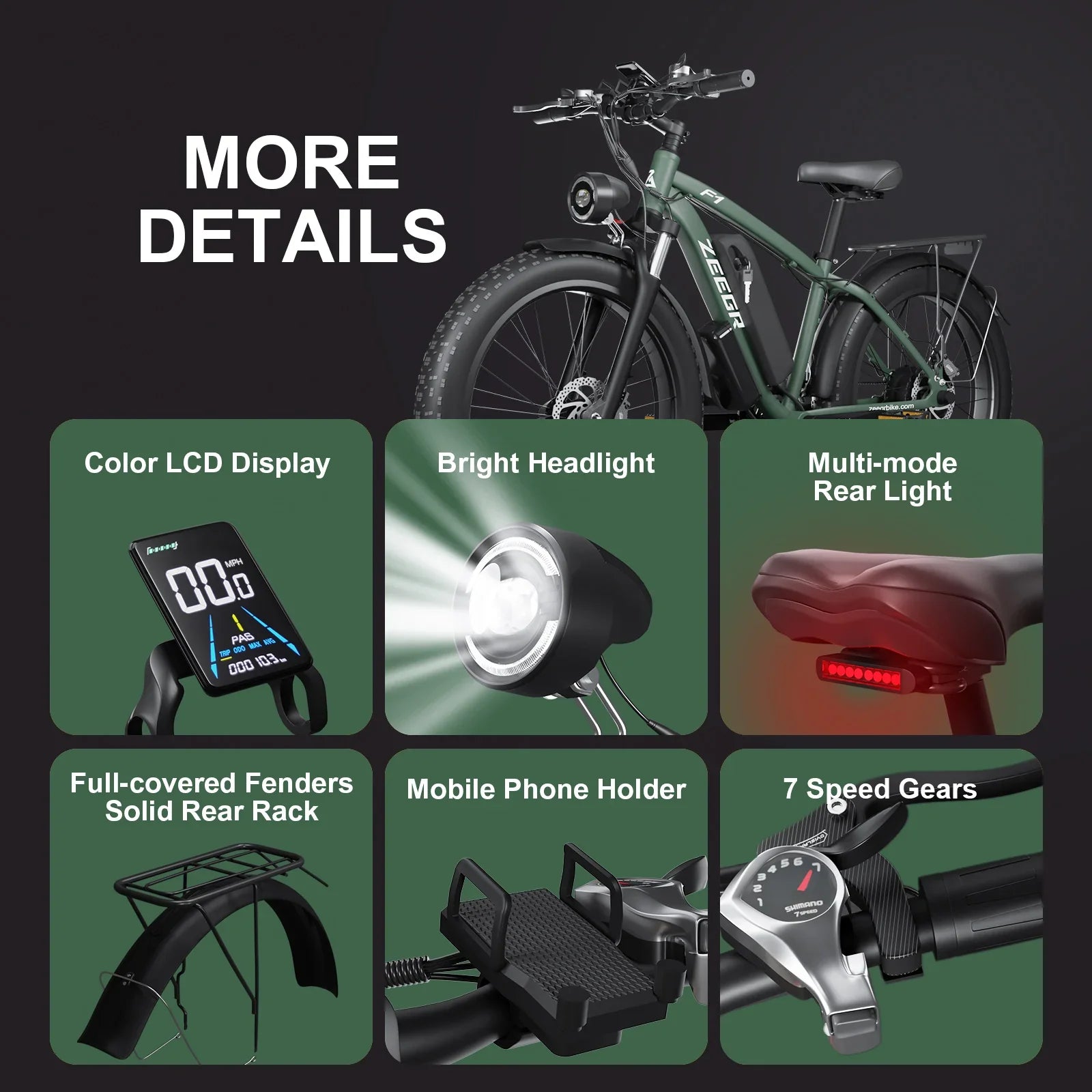 HKM-924755 26'' Electric Fat Tire Mountain Bike, 7-Speed, 1000W Brushless Motor, Long-Range 48V Battery, Hydraulic Disc Brakes