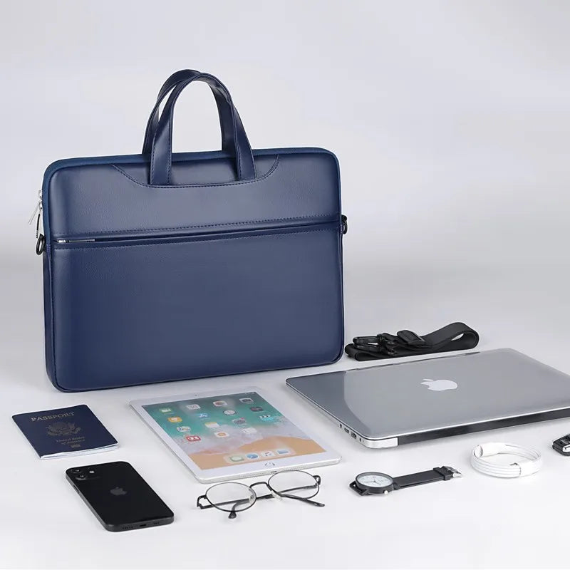 HKM-924755 Custom Logo Leather Laptop Briefcase Bag - Waterproof Organizer for Men and Women