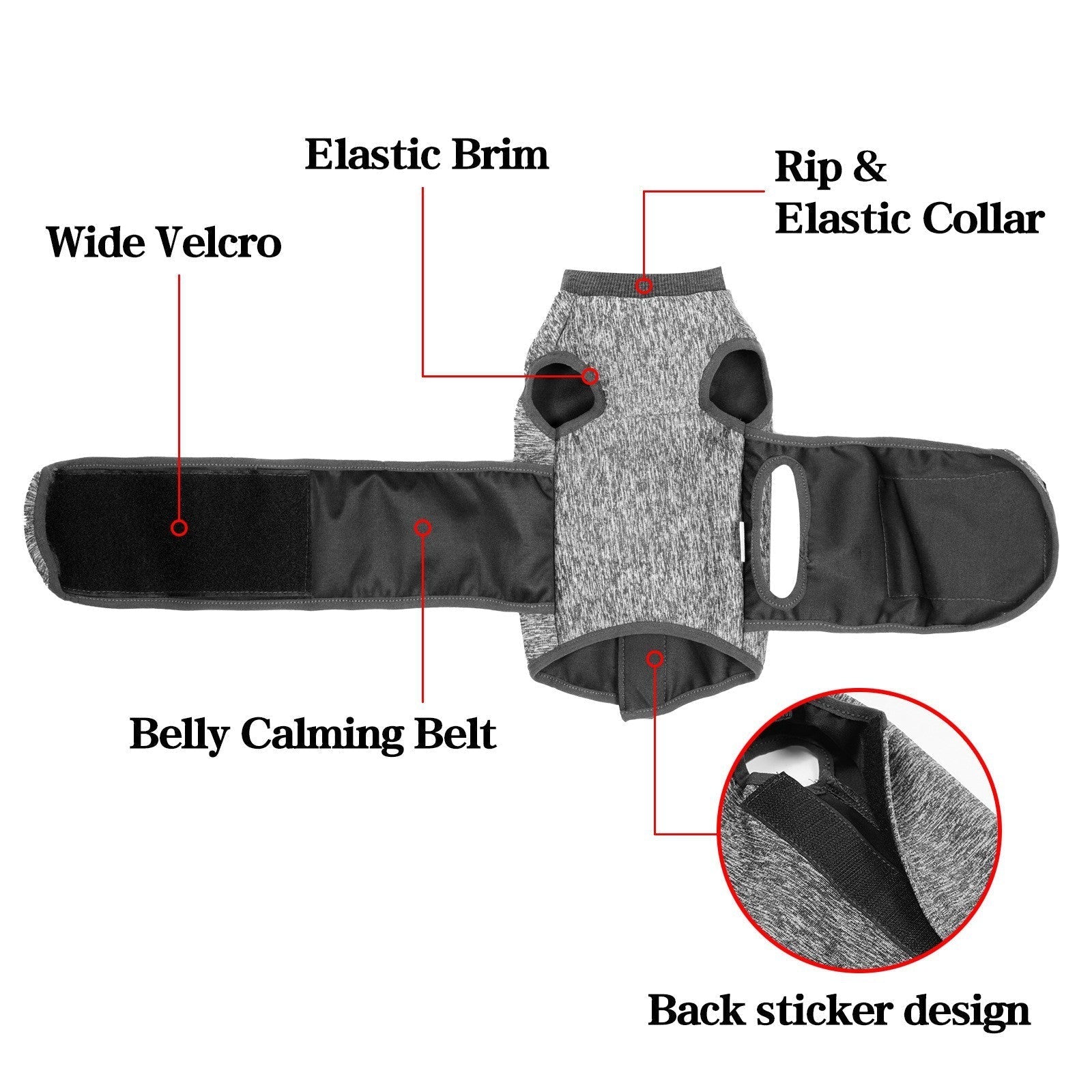 HKM-9247933 Double Layer Dark Gray Pet Sterilization Suit for Cats - Spring Collection