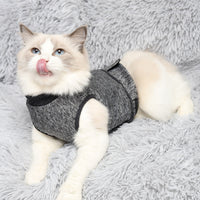 HKM-9247933 Double Layer Dark Gray Pet Sterilization Suit for Cats - Spring Collection