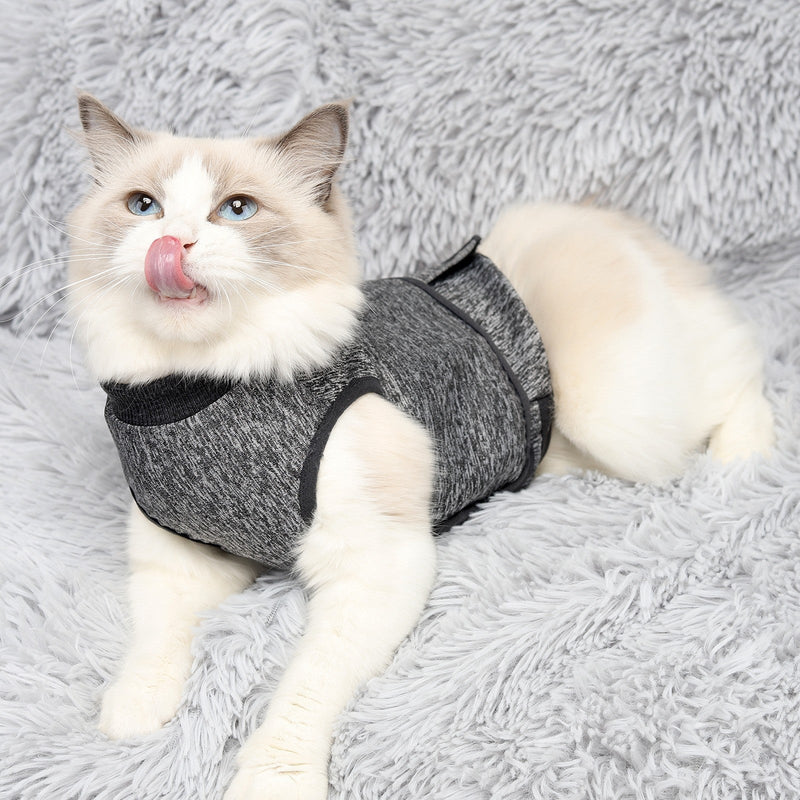 HKM-9247933 Double Layer Dark Gray Pet Sterilization Suit for Cats - Spring Collection