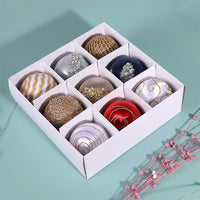 HKM-924819 Christmas Foam Painted Silk Ball Ornaments – 8cm, Mixed Colors (9 Pack)