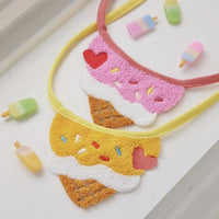 HKM-9248957 Cute Cartoon Ice Cream Pet Bib - Saliva Towel for Dogs and Cats, Adjustable 80cm Length, Pink & Yellow Colors