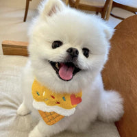 HKM-9248957 Cute Cartoon Ice Cream Pet Bib - Saliva Towel for Dogs and Cats, Adjustable 80cm Length, Pink & Yellow Colors