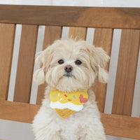 HKM-9248957 Cute Cartoon Ice Cream Pet Bib - Saliva Towel for Dogs and Cats, Adjustable 80cm Length, Pink & Yellow Colors
