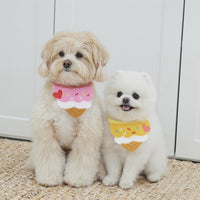 HKM-9248957 Cute Cartoon Ice Cream Pet Bib - Saliva Towel for Dogs and Cats, Adjustable 80cm Length, Pink & Yellow Colors