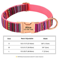 HKM-9249341 Personalized Nylon Pet Collar in Various Colors and Sizes S, M, L