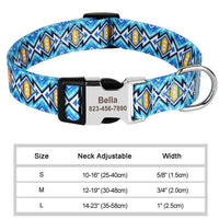 HKM-9249341 Personalized Nylon Pet Collar in Various Colors and Sizes S, M, L