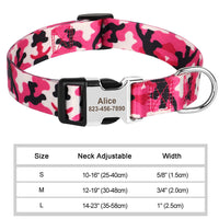 HKM-9249341 Personalized Nylon Pet Collar in Various Colors and Sizes S, M, L