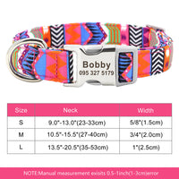 HKM-9249341 Personalized Nylon Pet Collar in Various Colors and Sizes S, M, L