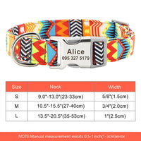 HKM-9249341 Personalized Nylon Pet Collar in Various Colors and Sizes S, M, L