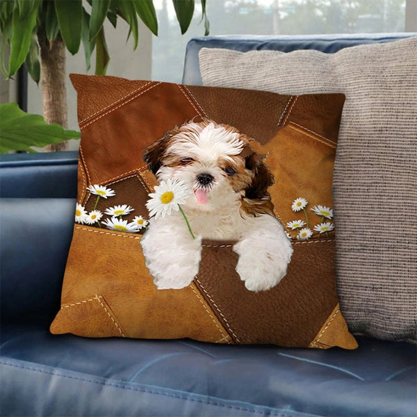 HKM-925011 Cute Dog 3D Cartoon Print Office Lunch Break Pillow - Cotton Filled, Modern Style, 50x50cm & 45x45cm