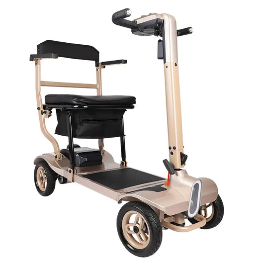HKM-925075 Folding Electric Mobility Scooter for Adults with Four Wheels, Lightweight Aluminum Alloy, 100kg Capacity