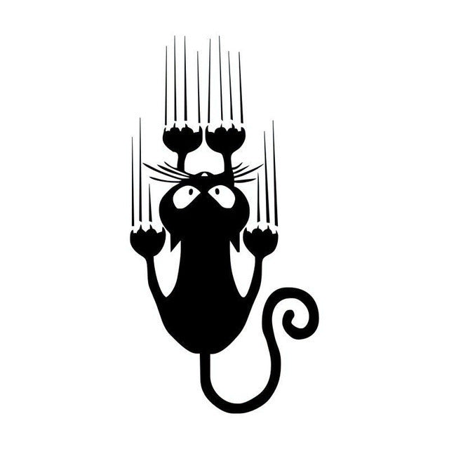 HKM-925139 Funny Cat Reflective Car Stickers - 15x7.5CM Decals for Doors, Windows, and Trunks in Black & White