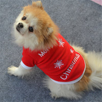 HKM-9251901 Cozy Fleece Christmas T-Shirt for Puppies - Red with White Snowflakes, Sizes XS to L