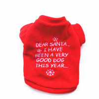 HKM-9251901 Cozy Fleece Christmas T-Shirt for Puppies - Red with White Snowflakes, Sizes XS to L