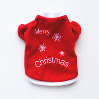 HKM-9251901 Cozy Fleece Christmas T-Shirt for Puppies - Red with White Snowflakes, Sizes XS to L