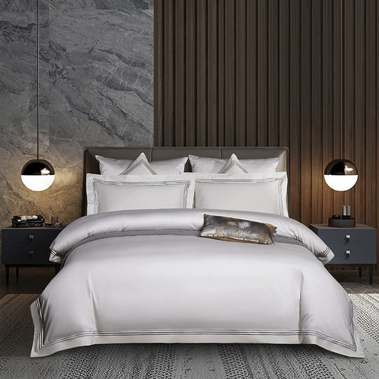 HKM-925203 Long-Staple Cotton 4-Piece Bedding Set for 1.5-1.8M and 2.0M Beds, Soft and Durable
