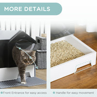 HKM-9252797 Enclosed Gray Cat Litter Box with Drawer, Litter Mat, and Deodorizers