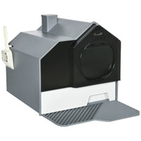 HKM-9252797 Enclosed Gray Cat Litter Box with Drawer, Litter Mat, and Deodorizers