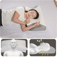 HKM-925331 Memory Foam Cervical Support Pillow - Slow Rebound Ox Horn Shape, 59x40x12cm, Tencel Diamond Lattice