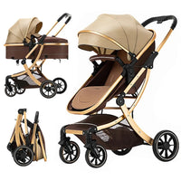 HKM-925395 Reversible 3-in-1 Baby Stroller with Aluminium Frame, Compact Foldable Design and Two-Way Seat for Easy Travel