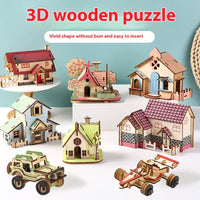 HKM-925651 3D Wooden Puzzle Kit for Kids - Eco-Friendly DIY Educational Toy in Cartoon Style