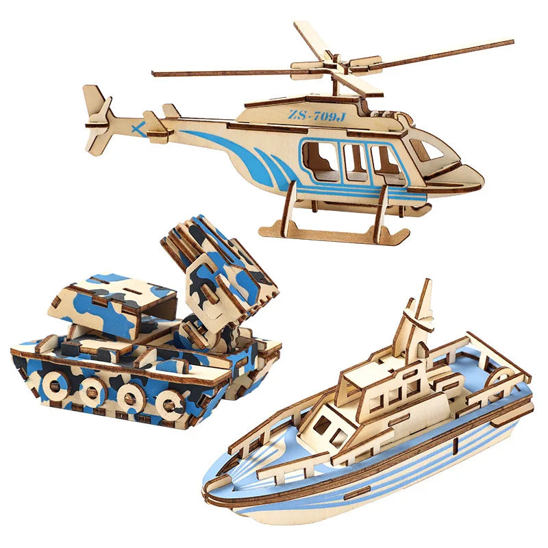 HKM-925651 3D Wooden Puzzle Kit for Kids - Eco-Friendly DIY Educational Toy in Cartoon Style