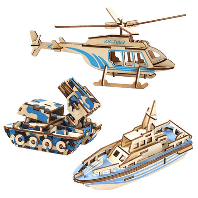 HKM-925651 3D Wooden Puzzle Kit for Kids - Eco-Friendly DIY Educational Toy in Cartoon Style