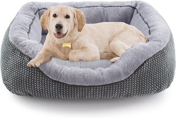 HKM-9257149 Plush Faux Fur Dog Crate Bed for Medium Dogs - Soft, Washable Mat with Non-Slip Bottom