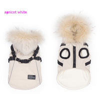 HKM-9257661 Fleece-Lined Dog Raincoat with Traction Strap for Autumn and Winter Wear