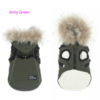 HKM-9257661 Fleece-Lined Dog Raincoat with Traction Strap for Autumn and Winter Wear