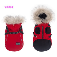 HKM-9257661 Fleece-Lined Dog Raincoat with Traction Strap for Autumn and Winter Wear