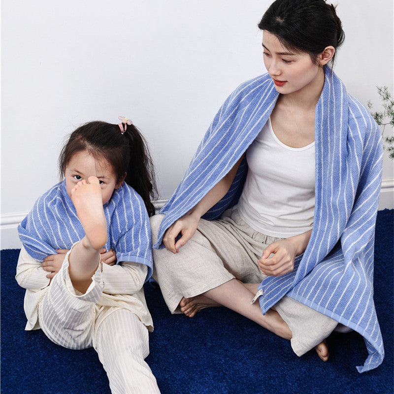 HKM-925779 Parent-Child Long-Staple Cotton Yarn-Dyed Rhombus and Striped Towels Set