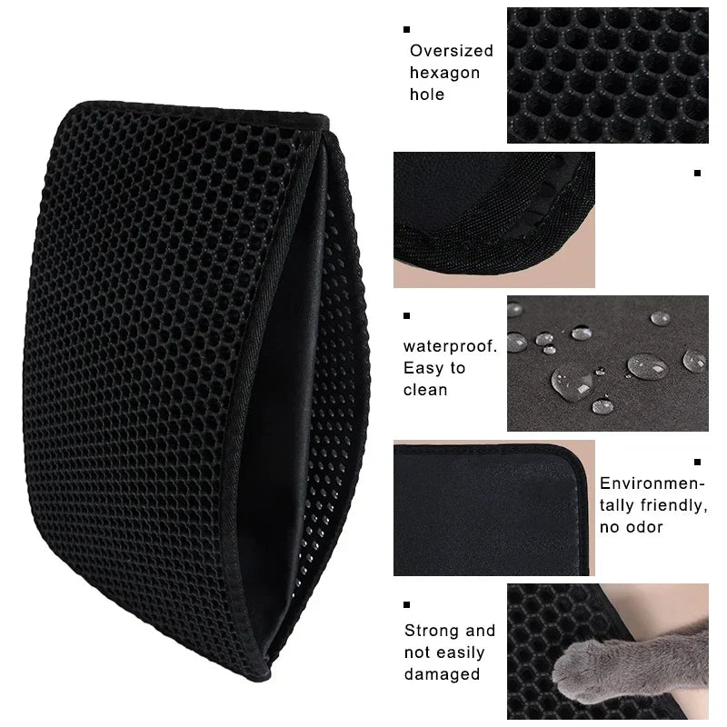 HKM-9258941 Waterproof Double Layer Cat Litter Pad with Quilted Edges, Easy Clean EVA Foam Mat