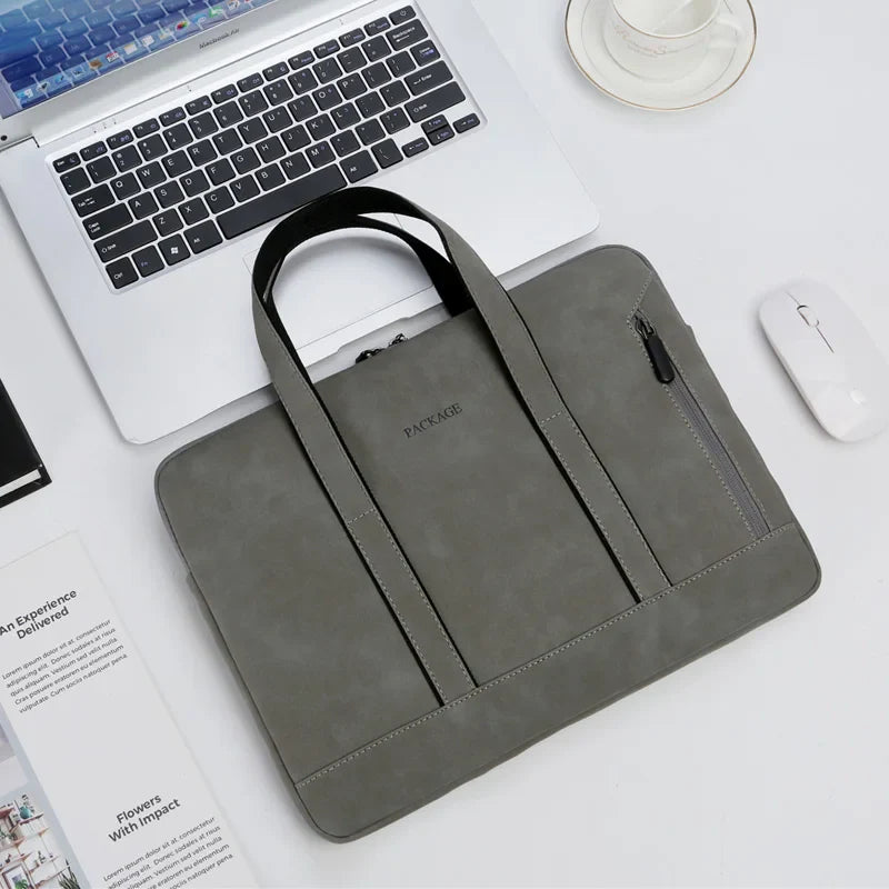 HKM-925907 Slim Vintage PU Leather Laptop Shoulder Briefcase for Women