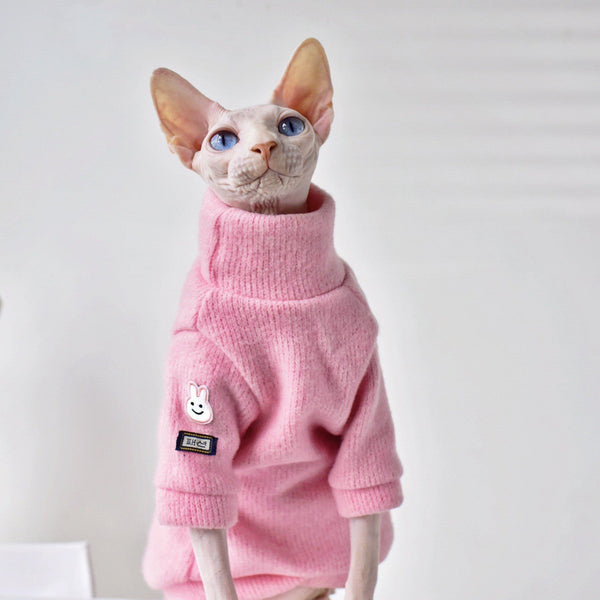 HKM-9260861 Warm Wool Pet Coat for Hairless Cats - Pink, Sizes XS to XXL